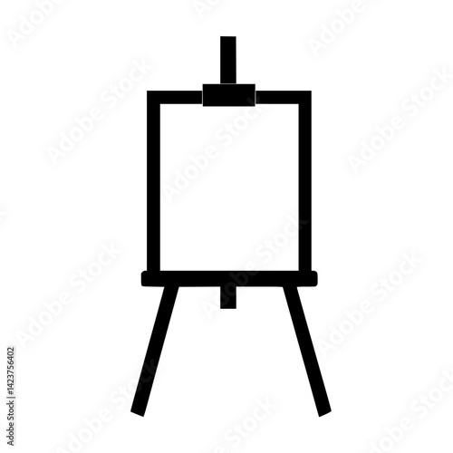 Icon set featuring various easel designs in simple black and white style for artistic themes and creative projects