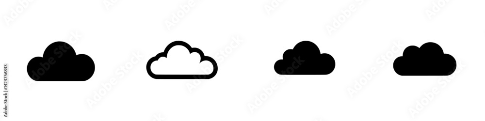 Icon set featuring various cloud shapes suitable for digital design projects and creative applications Icon set featuring various cloud shapes suitable for digital design projects and creative applications