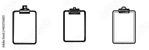 Unique icon set featuring various clipboard designs in minimalist style