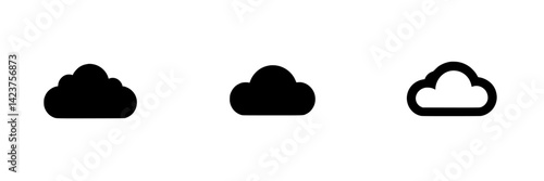 Creative black cloud icon set for various design applications suitable for web and print use