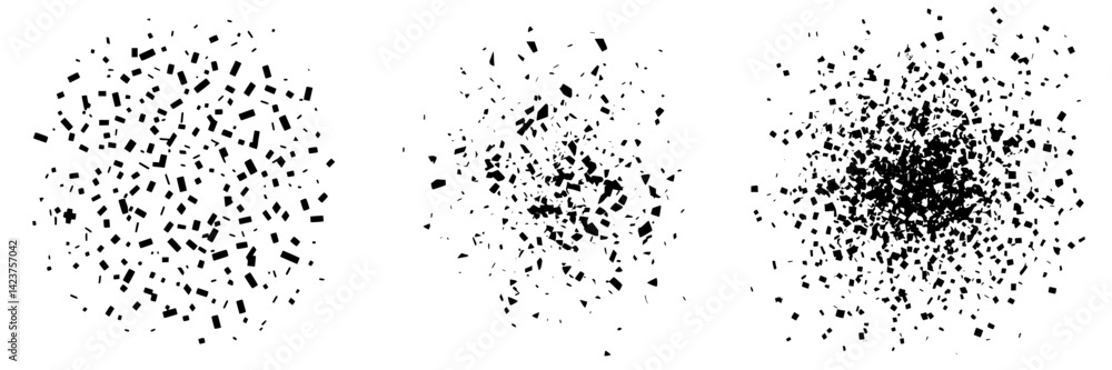 Set of black icons representing various shapes and sizes to create a visual design element for digital projects Set of black icons representing various shapes and sizes to create a visual design element for digital projects