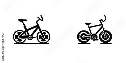 Icon set featuring two distinct styles of bicycles for design and illustrative purposes