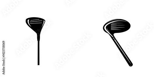 Stylish icon set showcasing golf clubs designed for modern digital graphics and user interfaces