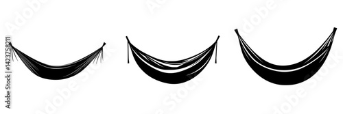Collection of minimalist hammock icons for various design projects and applications