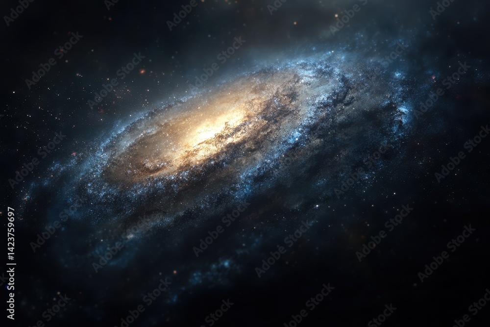 Fototapeta premium Vibrant spiral galaxy glowing in the vastness of outer space