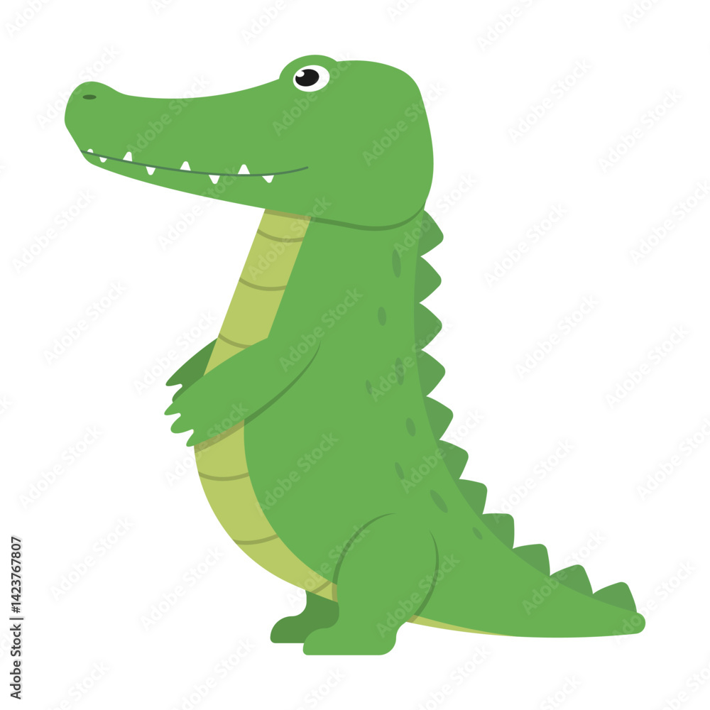 Fototapeta premium A cute cartoon alligator illustration designed to delight both children and adults