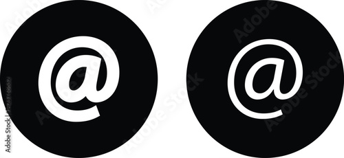@ button sign icon set. Email address vector collection isolated on transparent background. Containing at, address sign, arobase, arroba and mention someone contact account.