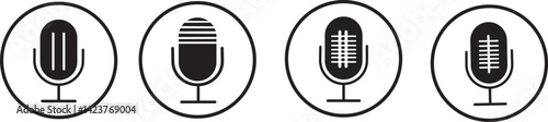 Microphone icon set. Logo template for many purposes, Retro microphone vectors illustration signs isolated
