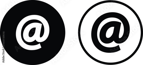 @ button sign icon set. Email address vector collection isolated on transparent background. Containing at, address sign, arobase, arroba and mention someone contact account.