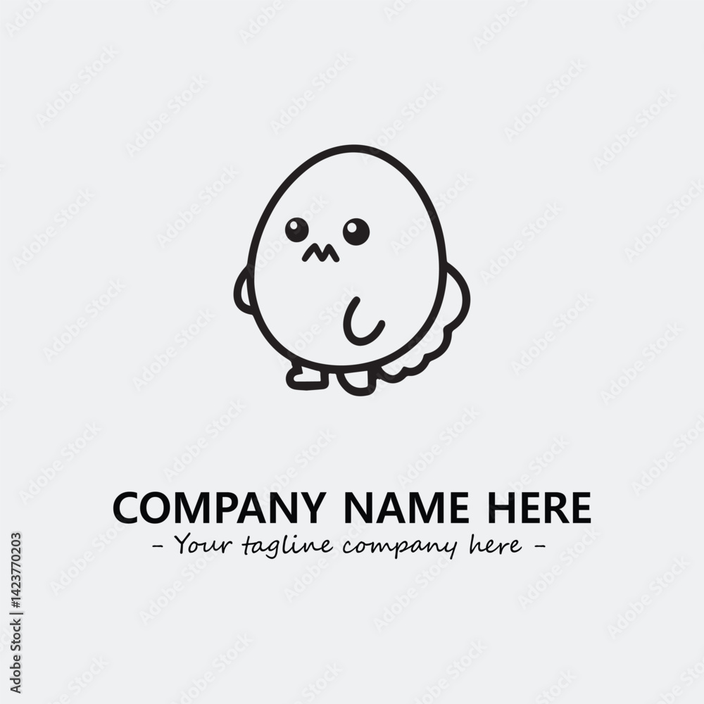 Fototapeta premium Egg cartoon illustration black and white for logo company vector image 