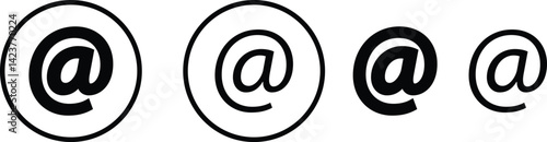 @ button sign icon set. Email address vector collection isolated on transparent background. Containing at, address sign, arobase, arroba and mention someone contact account.
