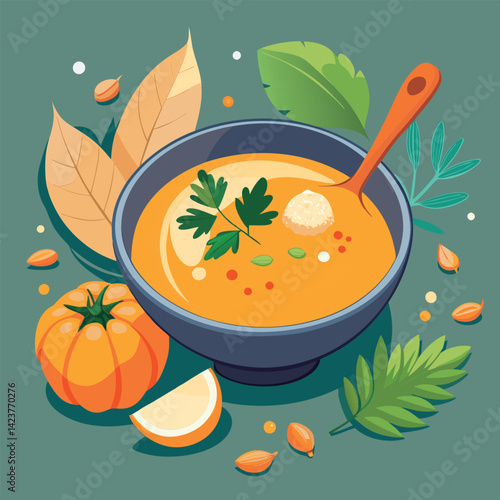 Autumnal soup. a comforting dish.
