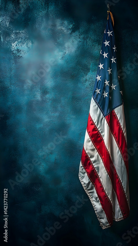 American Flag with Blue Gradient