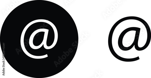 @ button sign icon set. Email address vector collection isolated on transparent background. Containing at, address sign, arobase, arroba and mention someone contact account.