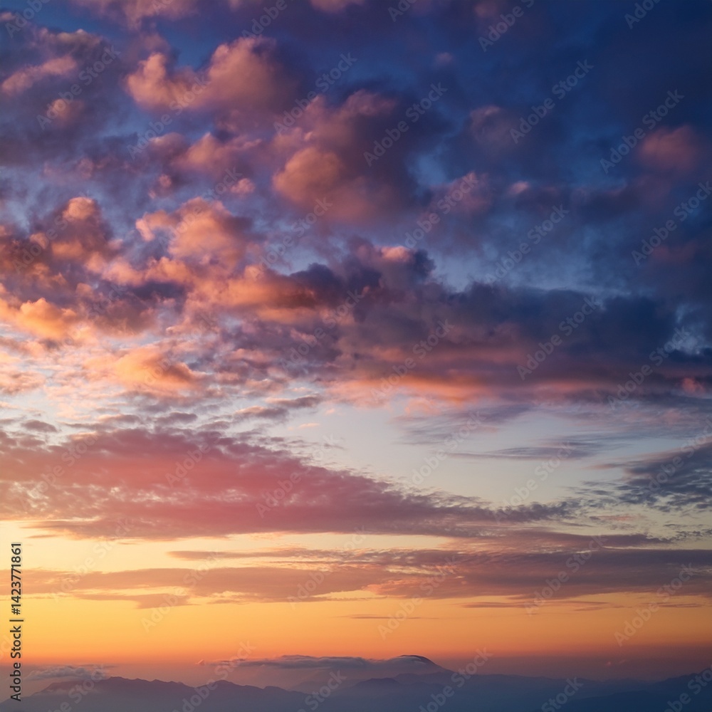 Obraz premium 夕焼け色に染まった雲のレイヤーテクスチャ