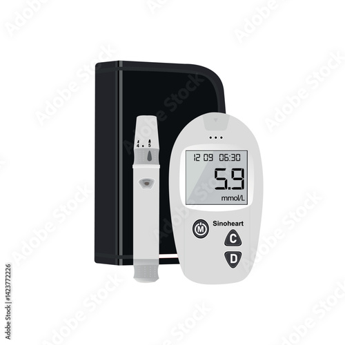 Glucometer blood sugar tester isolated on white background. tool often used in the medical world. Vector illustration