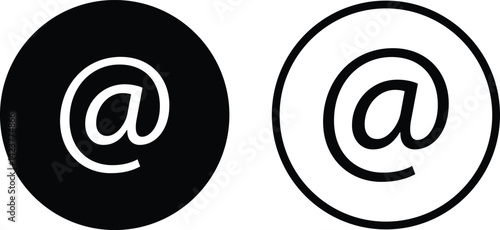 @ button sign icon set. Email address vector collection isolated on transparent background. Containing at, address sign, arobase, arroba and mention someone contact account.