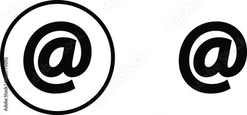 @ button sign icon set. Email address vector collection isolated on transparent background. Containing at, address sign, arobase, arroba and mention someone contact account.
