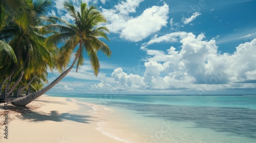 Wallpaper Mural Idyllic Tropical Beach Paradise with Palm Trees and Azure Waterscape Torontodigital.ca