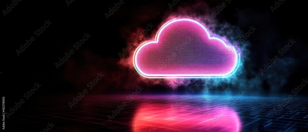Fototapeta premium Neon cloud symbol