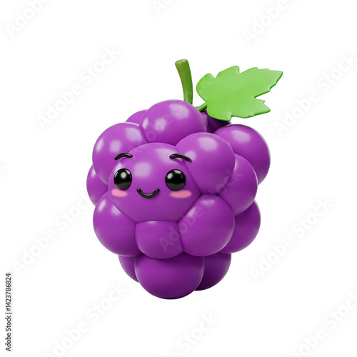 Cute Grapes Cartoon 3D Illustrations