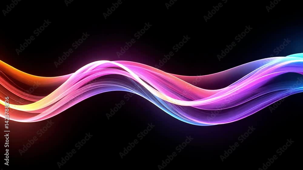Abstract colorful wave patterns on a black background