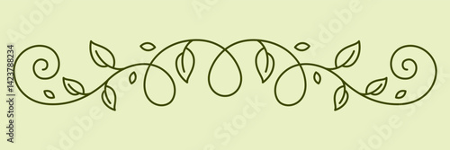 Obraz na płótnie Floral curling element. Decorative nature swirling divider with leaves. w salonie
