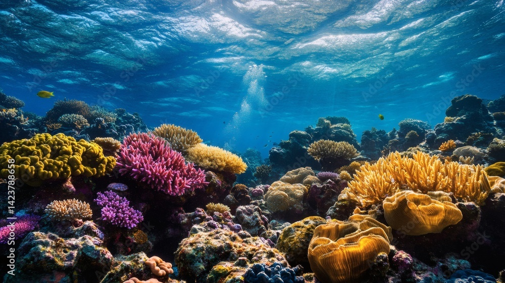 custom made wallpaper toronto digitalVibrant coral reef underwater scene, sunlit ocean, diverse marine life