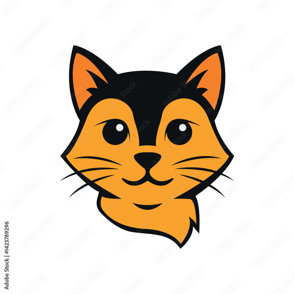 Fototapeta premium Colorful Cat Face Logo – Vector Pet Mascot Icon Illustration