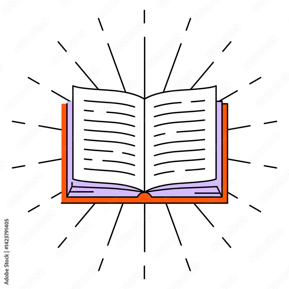 Illustrations of open book. Image for education and school.