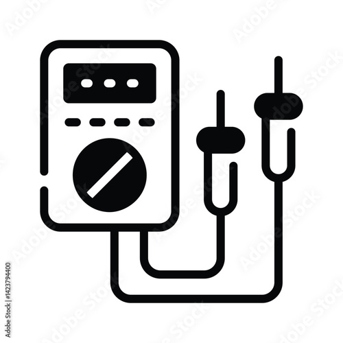 A well designed glyph style icon of voltmeter