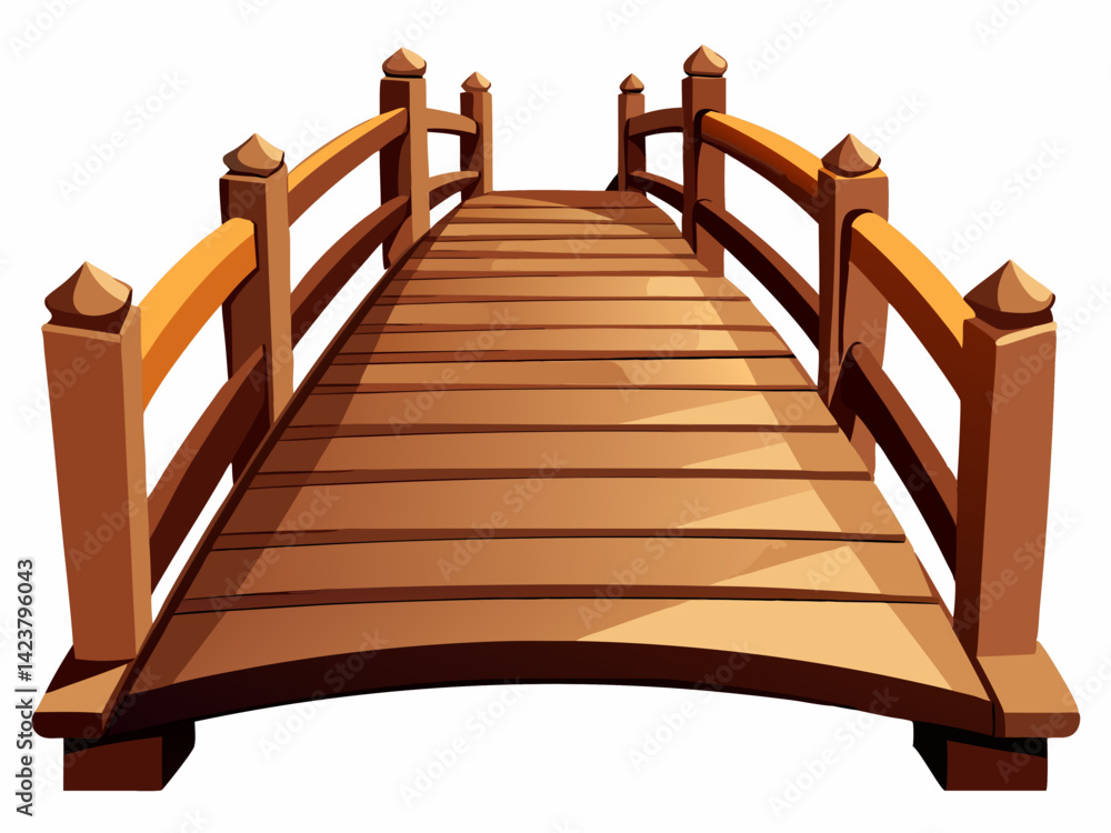 Cartoon Wooden Arch Bridge Illustration for Creative Projects. Cartoon Wooden Arch Bridge Illustration for Creative Projects.