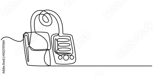 Continuous line drawing Human hand using tonometer to measure check blood pressure and pulse concept, Doctor measures the blood pressure patient. Vector illustration. Isolated on white background. 