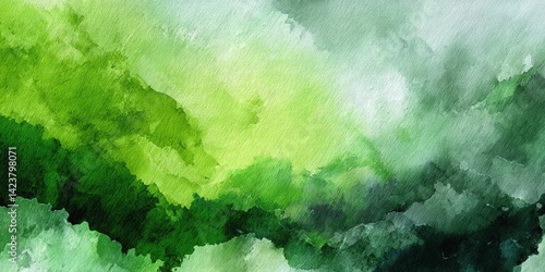 green watercolor background, abstract green Watercolour painting textured,green Wave pattern watercolor on white	
