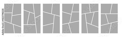 Set of collage grid manga comic storyboard layout panel blank template for social media. Empty page frame for comic book, photo collage, poster, flyer. Vector illustration