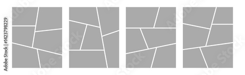 Set of collage grid manga comic storyboard layout panel blank template. Empty page frame for comic book, photo collage, poster, flyer. Vector illustration