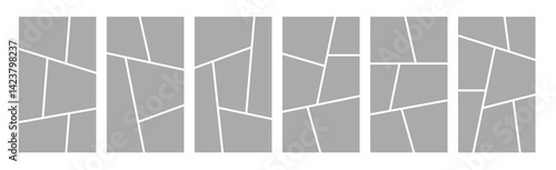 Set of collage grid manga comic storyboard layout panel blank template for social media. Empty page frame for comic book, photo collage, poster, flyer. Vector illustration
