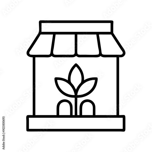 Illustration of plant shop, garden center, flower shop, nursery, greenhouse, botany, agriculture, flora