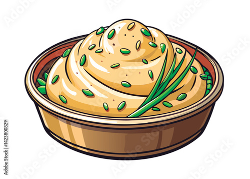 Delicious hummus topped with fresh chives.