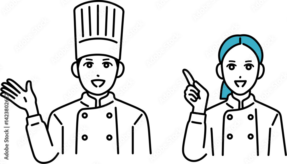 ポイントを紹介している男女の料理人のアバター ポイントを紹介している男女の料理人のアバター