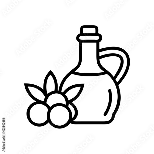 Olive oil bottle vector illustration, healthy food, organic product, natural ingredient, cooking oil