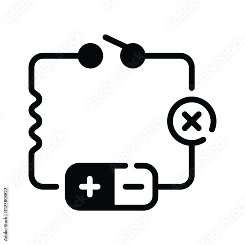 A customizable glyph style icon showing electrical circuit