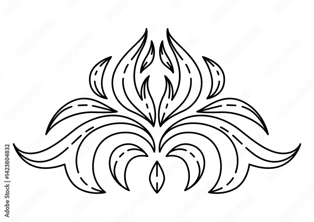 Floral element in baroque style. Decorative curling plant.
