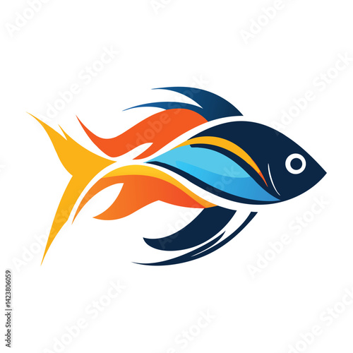 Abstract Vector Colorful abstract fish illustration Icon or Logo Design Template