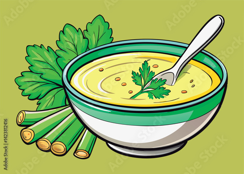 Delicious creamy soup with celery.