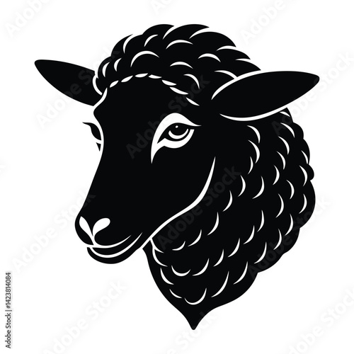 Black Sheep Head Silhouette Vector – Farm Animal Illustration Clipart