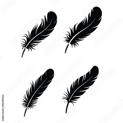 A silhouette of fether vector on a white background
