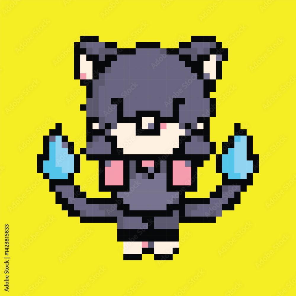 Obraz premium Pixel Art Oni Ghost Icon, Japanese Demon Design