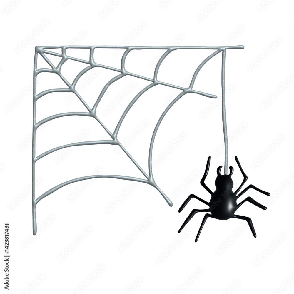 3d spiderweb with spider Halloween decoration for print, web, design, decor, logo 3d spiderweb with spider Halloween decoration for print, web, design, decor, logo