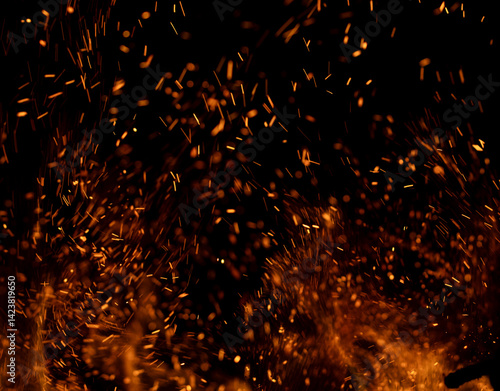The image is of a fire with a lot of smoke and sparks